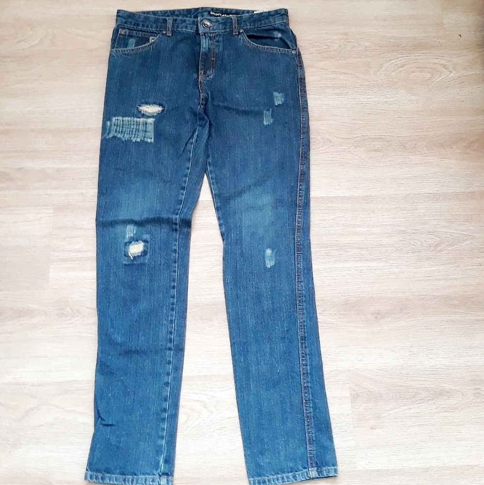 DKNY Greenwhich Distressed Slim Jeans / Size 20 Waist 30" Low Rise Dark Jeans - Picture 8 of 13